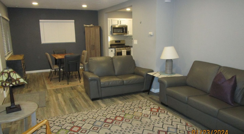 Furnished updated 3BR 2 Bath, 1600SF with garage and rear yard