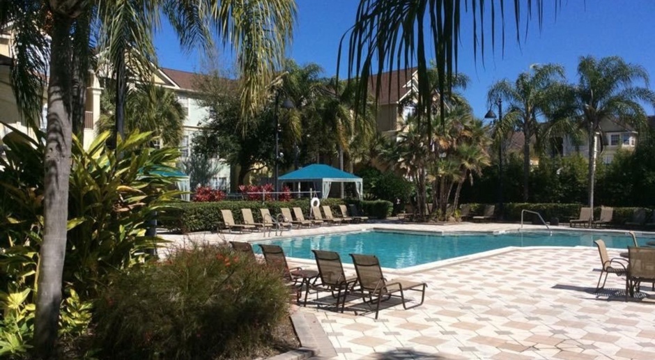 Beautiful Renovated 4 bed 2/bath spacious fully furnished condo in the lovely gated community of Grand Reserve.